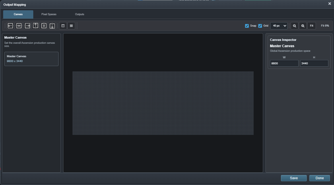 Ascension Master Canvas settings