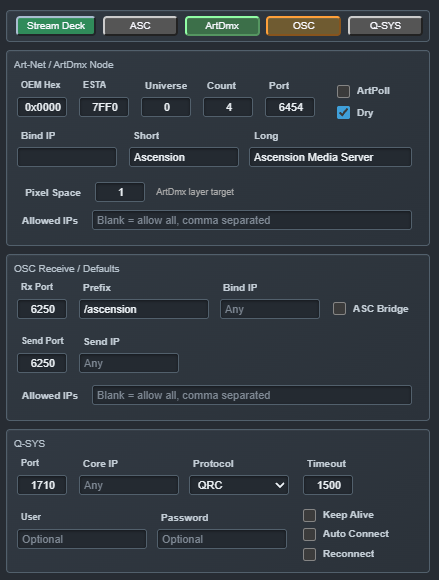 Ascension system and external control options