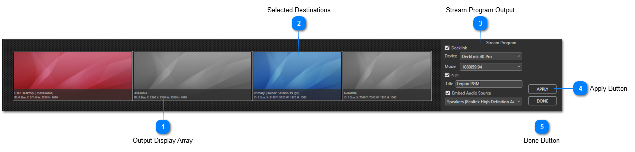 Display Selection Panel