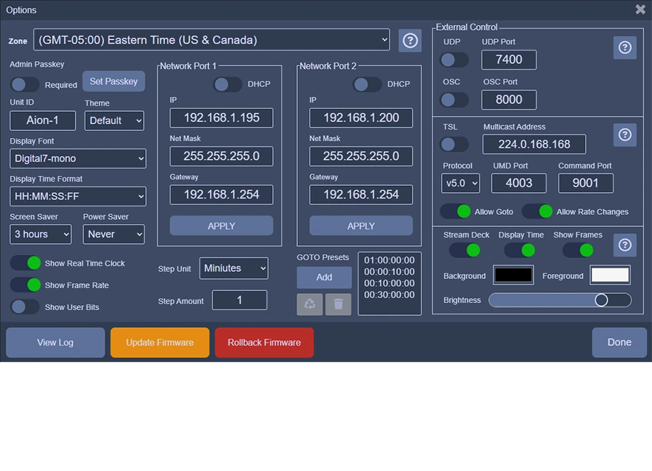 Aion timing options and routing controls