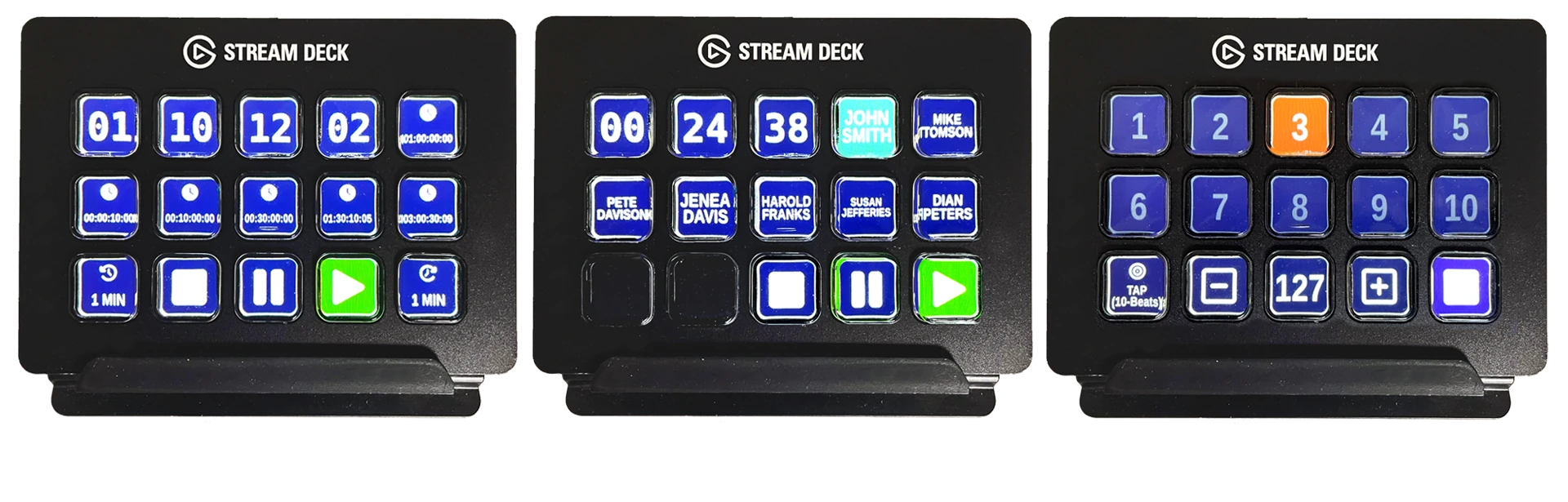Stream Deck profiles for Aion elapsed, speaker and beat clock modes