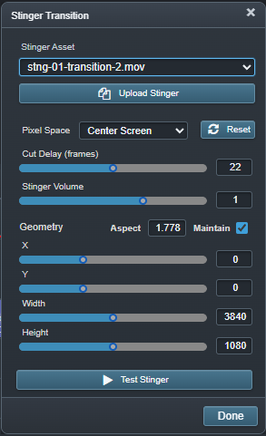 Ascension Stinger Transition properties