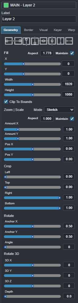 Ascension Layer Controls used to build per-cue visual configurations