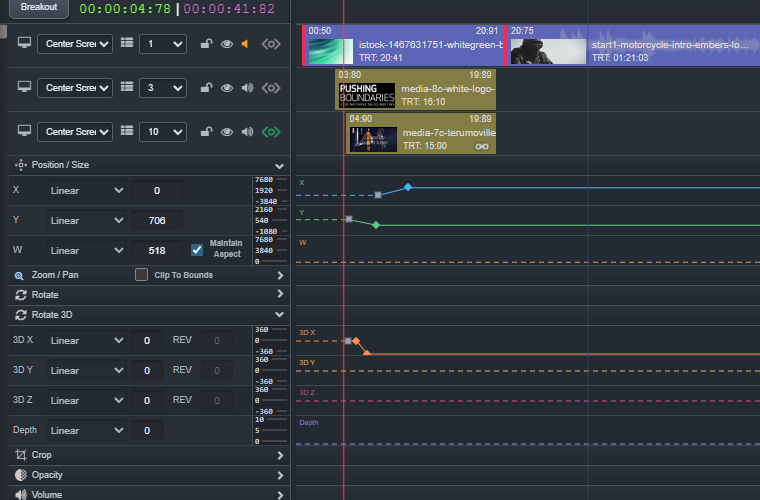 Timeline Tween lanes and keyframes