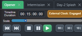 Timeline showing External Clock engaged