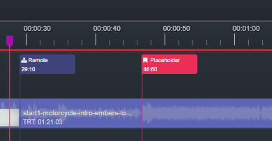 Timeline control cue detail for Placemark and Hold