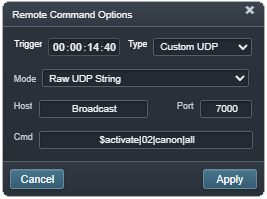 Timeline Remote Command options