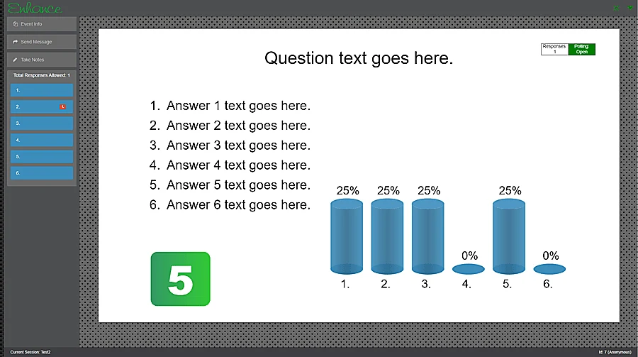 Audience results display with chart and response count