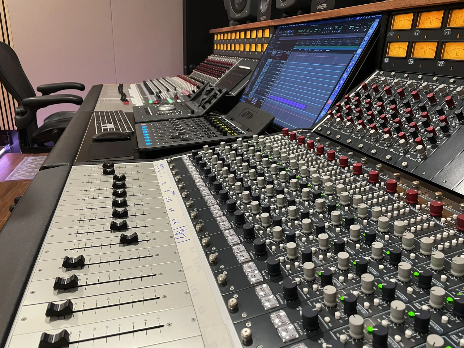 Analog recording console at Tomb Slayer Studios